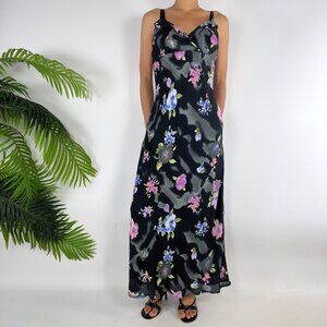 Vintage Y2K Jonathan Martin Black Floral Fairycore Formal Maxi Dress / Size: 11